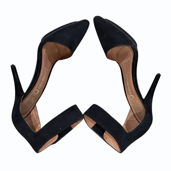 Jeffrey Campbell Solitaire Black Suede Pumps Womens Size 8 Ankle Strap Stiletto - Picture 4 of 11